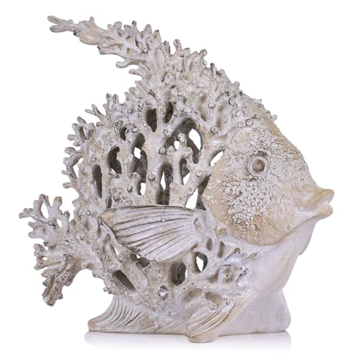 Beach Coastal Decor Coral Reef Angelfish Figurines, Modern Nautical Decor