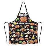 MYSOMY Delantal de cocina para paella de marisco, paella de España, regalo de paella de Marisco, delantal de cocina española, delantales de cocina experta, regalos de chef de paella, EXPERT PAELLA AP2