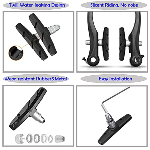 Bike Brake Pads Set, Qidoe 4Pcs Road Mountain Bicycle V-Brake Blocks Shoes With Hex Nut And Shims, Universal Bicycle Brakes Pads For Front And Back Wheel, No Noise No Skid-70Mm #TOP4