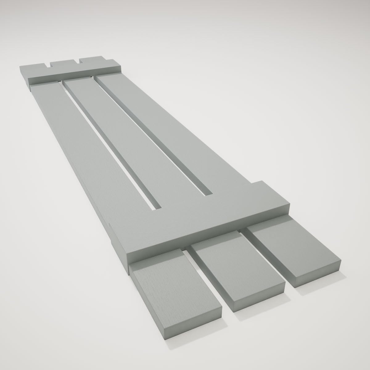 12 in. W x 39 in. H Builders Edge, TailorMade Three Board Spaced (2 Batten), Board-n-Batten Shutters, Includes Matching Installation Spikes (Per Pair), 945 - Platinum