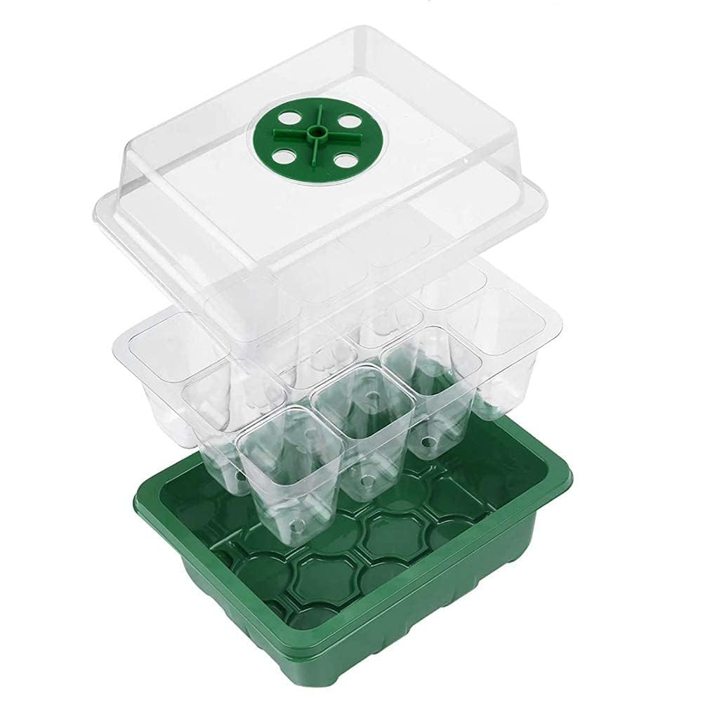 Vassoio Germinazione, 12 Pezzi Scatola di Germinazione, 12Fori Set di Propagazione dei Semi, Vassoi per Piante con Cupole Ventilate, per Germinazione, Strumento di Coltivazione in Mini Serra
