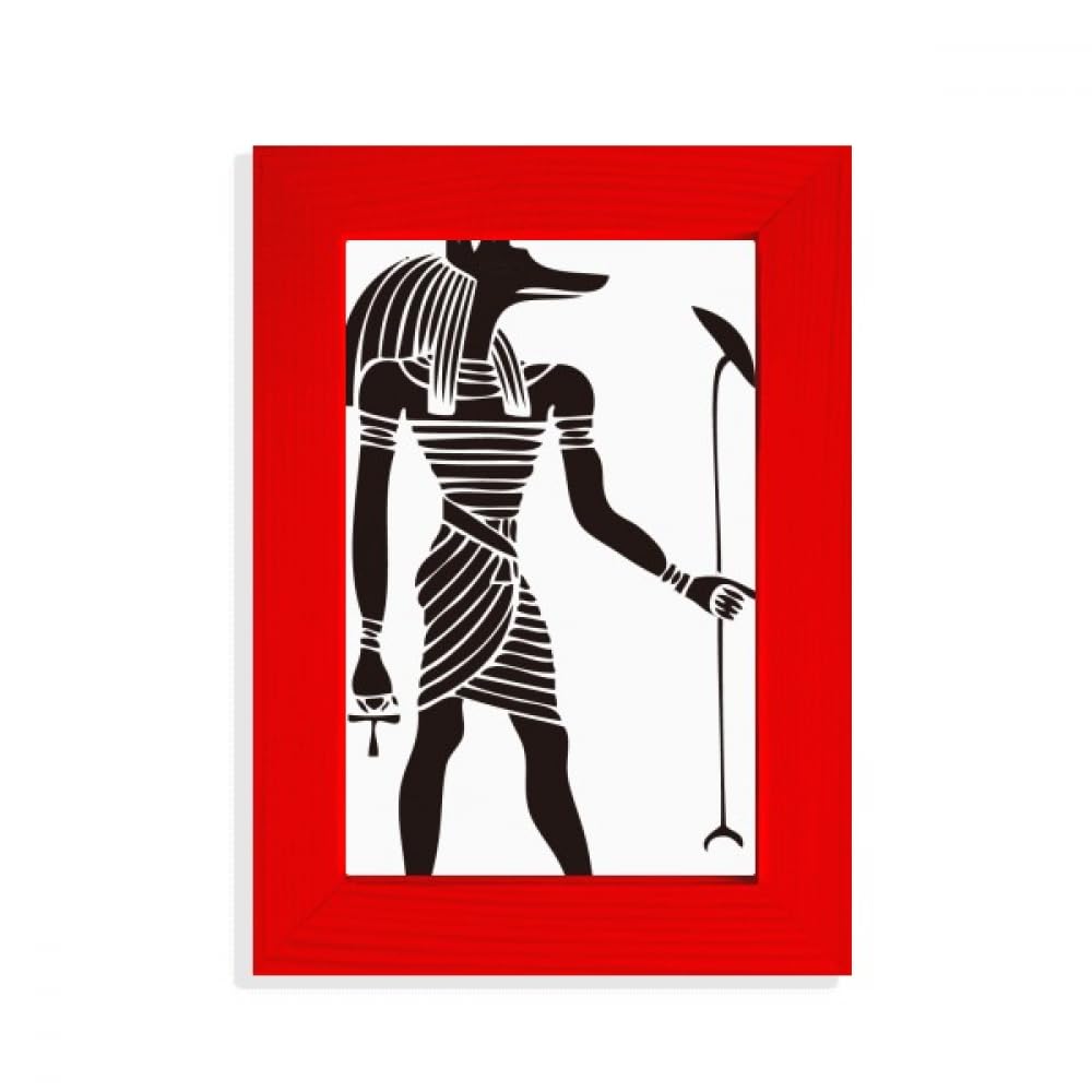 Fresco Cadre photo rouge Égypte ancienne Anubis totem ethnique