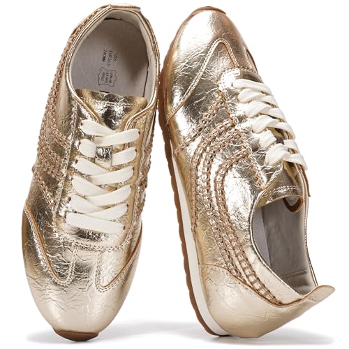 Project Cloud Leather Barefoot Shoes Women Memory Foam Lace-Up Womens Sneakers Lightweight & Non Slip Womens Shoes Casual All-Day Womens Fashion Sneakers for 2026 (Monica GOLDPU 6.5)