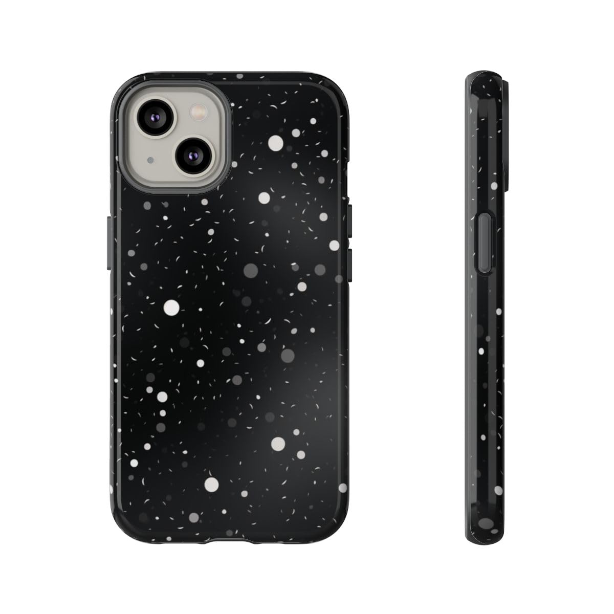 Coque rigide iPhone 14 noir motif tourbillons espace - 5