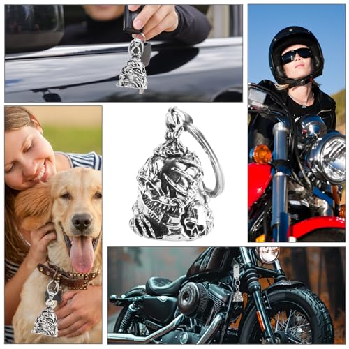 Image of vvag Motorcycle Bell Durable Guardian Angel Bell Hanger Biker Bell with Keychain Ring Motorcycle Accessories for Women