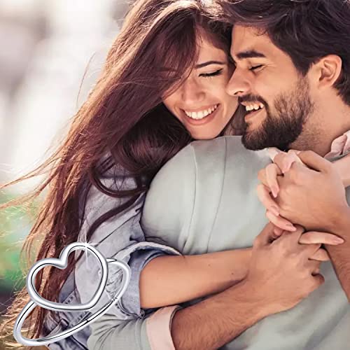 MUNDELL Sterling Silver 925 Simple Minimalist Heart Finger Rings for Women Wedding Engagement Statement Jewelry3