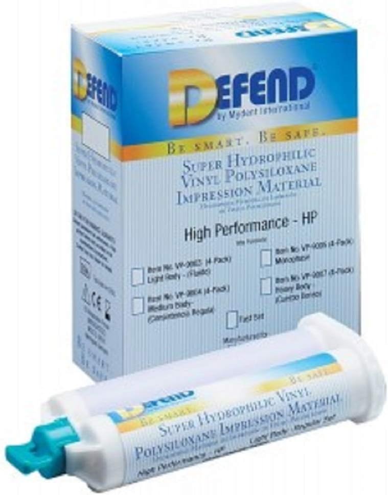 Defend Impression Material (VPS) 4 CARTRIDGES Regular Set VP-9003- Light