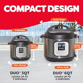 Instant Pot Duo 7-in-1 Mini Electric Pressure Cooker, Slow Rice Cooker, Steamer, Sauté, Yogurt Maker, Warmer & Sterilizer, Includes Free App with over 1900 Recipes, Stainless Steel, 3 Quart