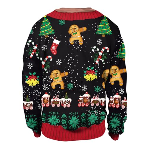 Eciodci Fake Cardigan Christmas Sweatshirt with Xmas Lights Print - Image 3