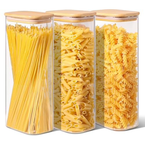 ComSaf 3er Set Vorratsgläser mit Deckel Luftdicht 2 1L Glasbehälter mit Deckel Vorratsdosen Glas Vorratsglas Aufbewahrungsgläser für Spaghetti Aufbewahrung Küche Mehl Müsli