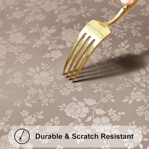 Image of Smiry Rectangle Table Cloth, Waterproof Heavy Duty Vinyl Tablecloths, Wipeable Washable Table Cover for Kitchen and Dining Room (Taupe, 60 inch X 102 inch)