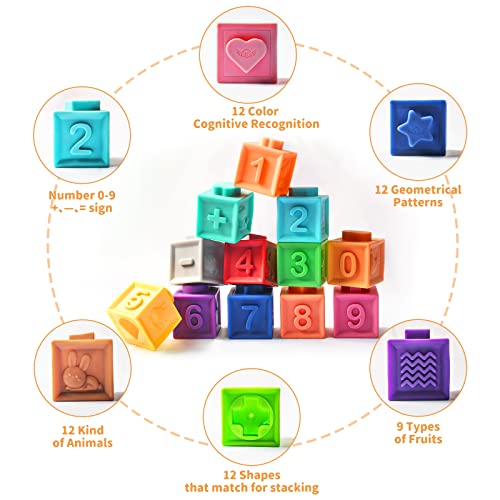 Eppo 12Pcs Baby Blocks Soft Building Blocks For Baby Toys Montessori Sensory Infant Bath Toysteethers Toy For Toddlers Babies 6 9 Month 1 2 3Year Old Up #TOP2
