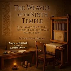 Diseño de la portada del título The Weaver of the Ninth Temple: Sleep Story for Adults for Quiet Reflection and Peaceful Rest
