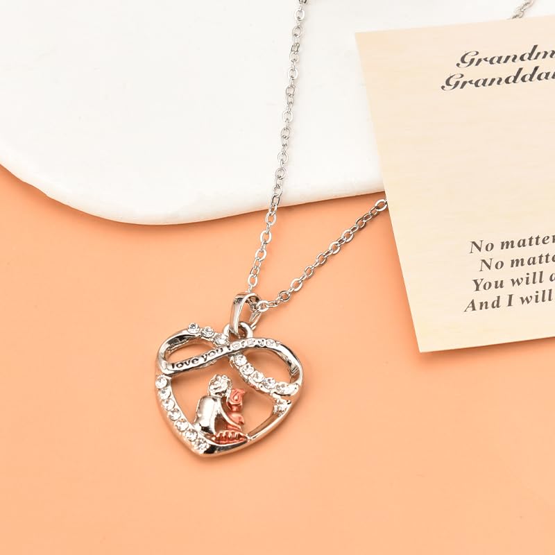 Grandma's Heart Necklace for Granddaughter & Nana - Long Distance Gift with Card3