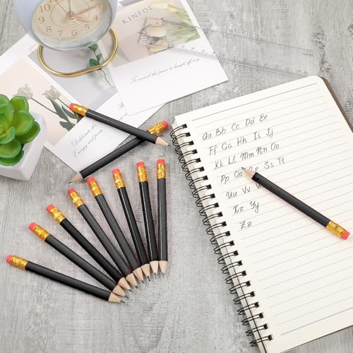 DIVINA VITAE 24 Stück Schwarze Bleistifte mit Radiergummi, 10 CM, Mini HB Golf Bleistift, Lose Holz Pencils, für Schüler, Designer und Architekten zur Verwendung In Schule, Büro, Kirche Oder Zuhause