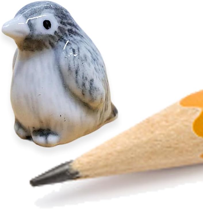 WitnyStore Tiny ½ Inch Gray African Penguin Baby Chick Figurine - Miniature Hand Made Ceramic Aquatic Flightless Marine Bird Antarctic Polar Animals Porcelain Decorative Collectible Figure Décor Gifts image 3