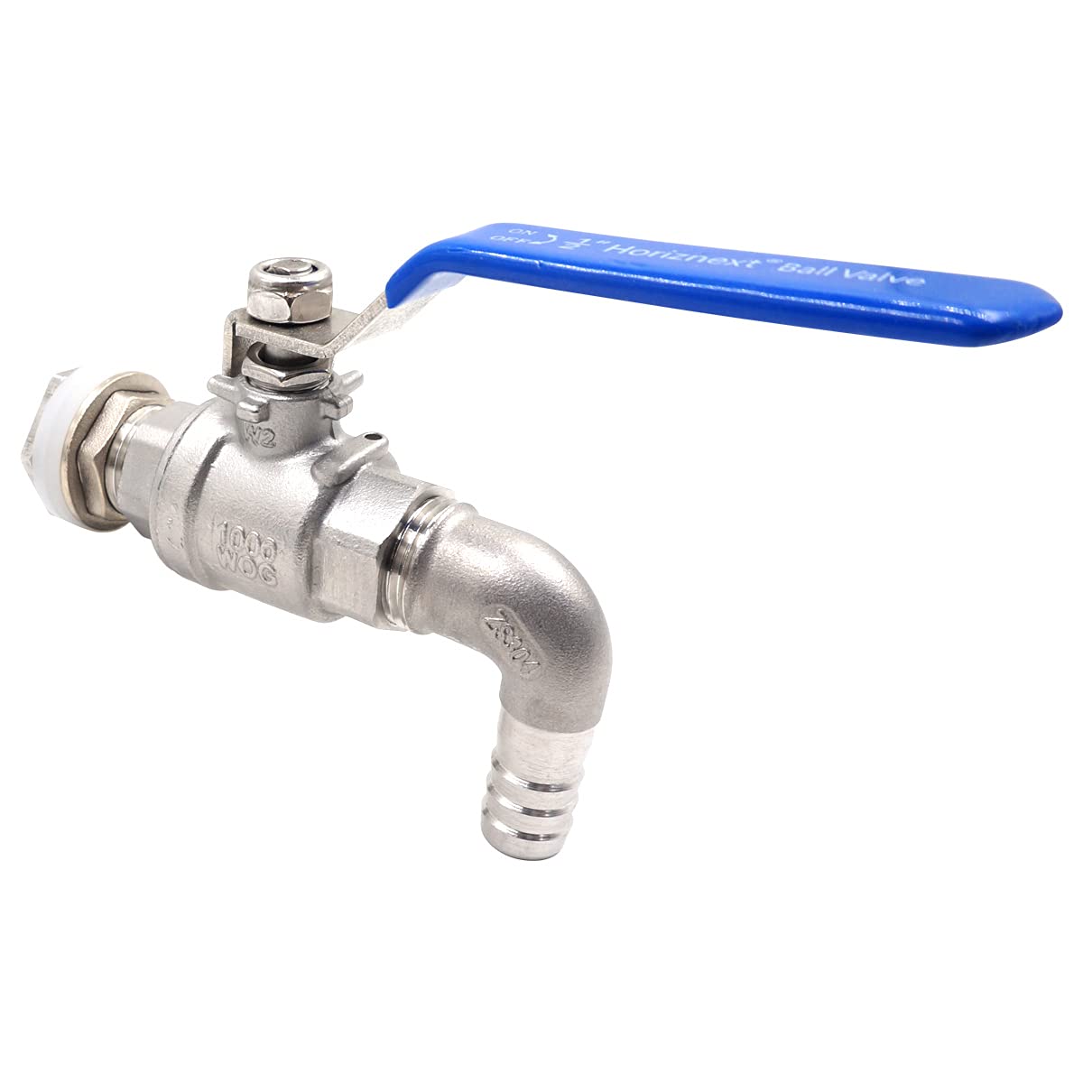 3/4" O.D. thread to 1/2 inch elbow barb stainless steel home brewing bulkhead ball valve fitting kit, for gallon beer pot brew kettle mash tun