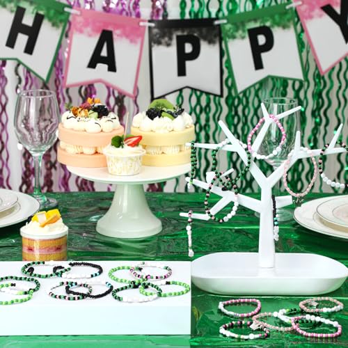 24 Pcs Witch Princess Crown Friendship Matching Bracelets Green Pink Bead Merchandise Jewelry Gift BFF Couples Bracelets Accessories for Movie Fans Party Birthday Halloween Party Decoration4