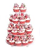 YestBuy 4 Tier Round Acrylic Cupcake Stand with Base, Premium Cupcake Holder, Acrylic Cupcake Tower...