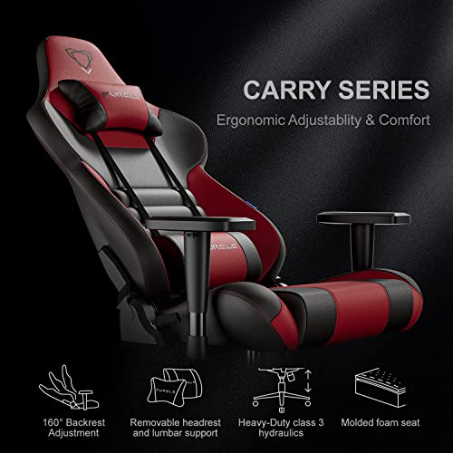Image of Gaming Chair - Furgle Computer Chair - Racing Style High-Back Office Chair - PU Leather Ergonomic Video Game Chairs - Adjustable Armrests - Headrest and Lumbar Support - Rocking Mode -Red