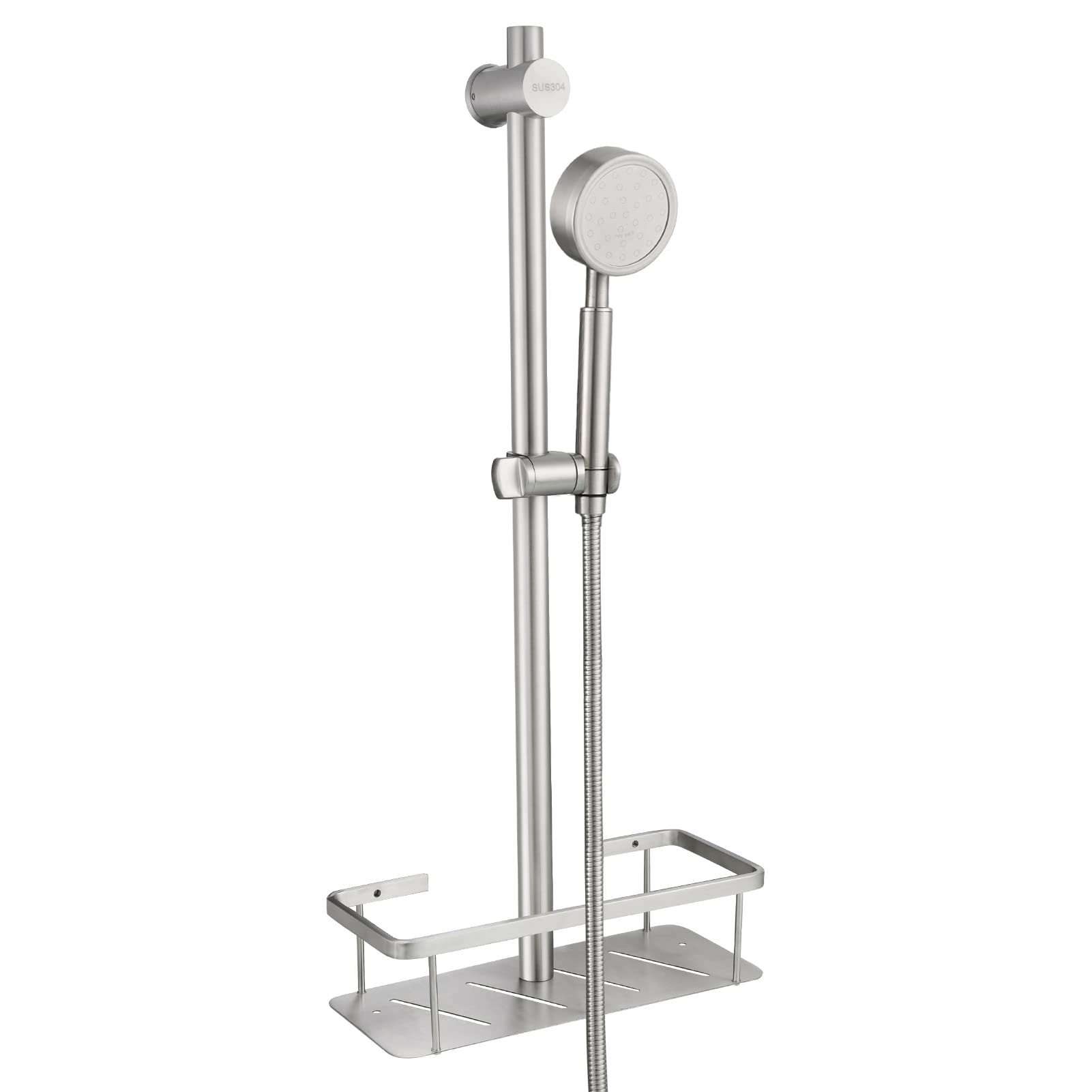 TecmologHand Shower Head with Hose Stainless Steel 26 Inch Slide Bar Shower Sets with Soap Dish Brushed Nickel, SBH156DF