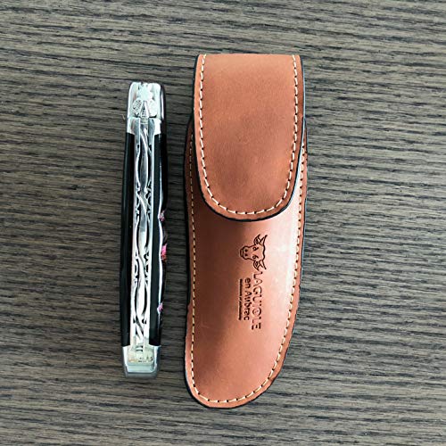 Laguiole en Aubrac Genuine Brown Leather Sheath/Case/Pouch/Protector For Folding Knife