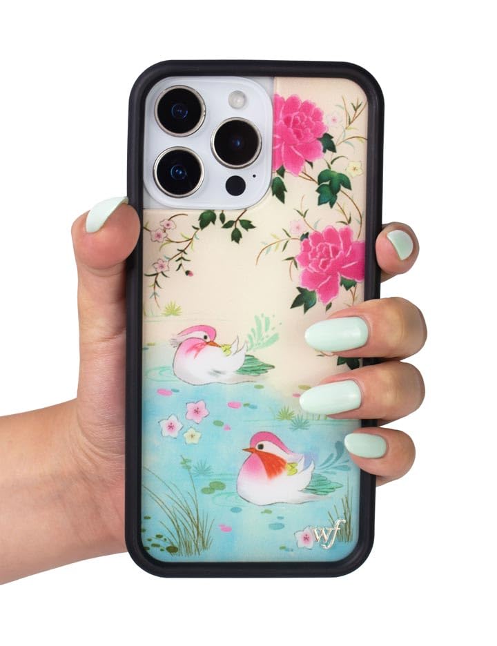 Image of Wildflower Cases - Compatible with iPhone 16 | Protective Black Bumper, 6.5ft Drop Test Certified, Women Owned Small Business | Floral Birds Pretty Aesthetic | Lovers Lagoon