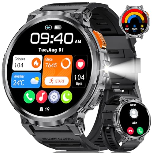 Ethelred Reloj inteligente con pantalla HD IPS de 1.85 pulgadas, reloj inteligente Android con llamada de voz Bluetooth, resistente al agua IP68, monitoreo del sueño, monitoreo de frecuencia cardíaca,