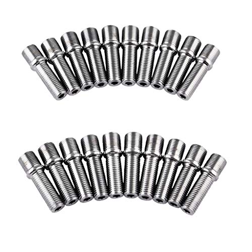 Conversão estendida de pino de roda 20 pçs M14x1,5 para M12x1,5 comprimento da haste 50 mm