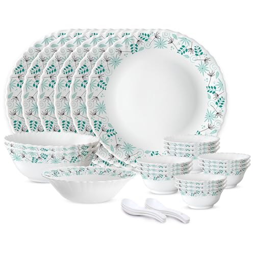 Image of Larah by Borosil 27pc Opalware Dinner Set | for Family of 6 | Microwave & Dishwasher Safe | Bone-Ash Free | Crockery Set for Dining & Gifting | Plates & Bowls (Stardust)
