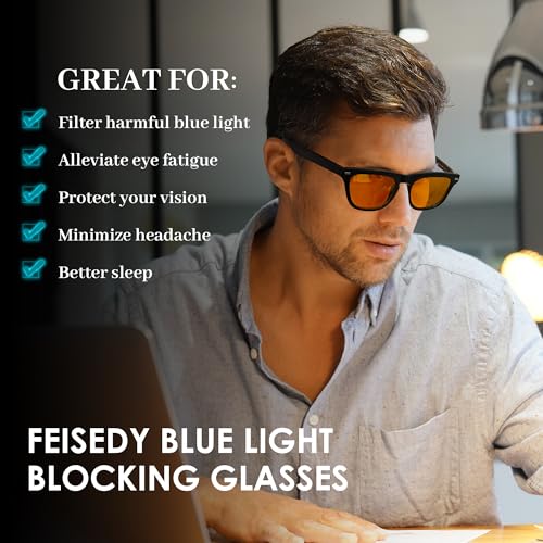 Image of FEISEDY Fashion Blue Light Blocking Glasses for Men Women Computer Gaming Glasses Anti Eyestrain Sleeping Glasses B1225