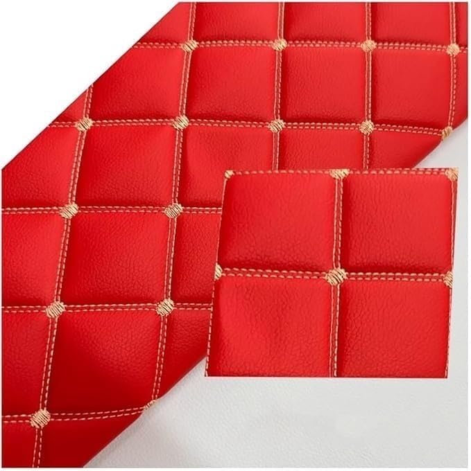 Tela De Piel Sintética Impermeable Alta Resistencia, Tapizada En Vinilo Con Textura Cuero Sintético(Red,1.6x6m)