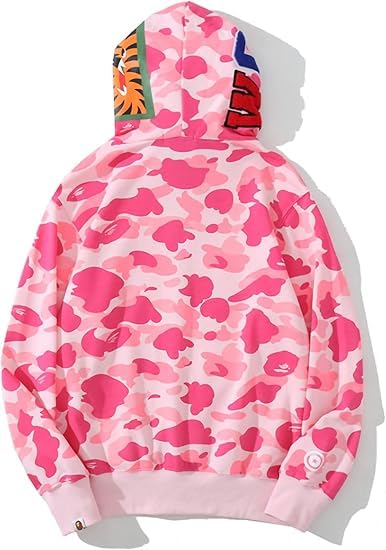 Fashion Shark Hoodie Full Zip Up Hoodie Camo Sweatshirt for Men Women Y2K Tops Graphic Hoodie Preppy Clothes3