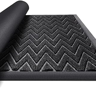 PureJoy Dirt Trapper Door Mat for Indoor & Outdoor 45 X 75cm Rubber Non Slip Front Door Mat Entrance Waterproof Rugs Dirt Debris Mud Trapper Carpet for Entryway Low-Entry Rugs
