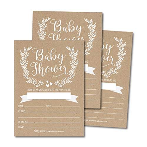 25 Rustic Baby Shower Invitations, Sprinkle Invite for boy or Girl, Gender Neutral