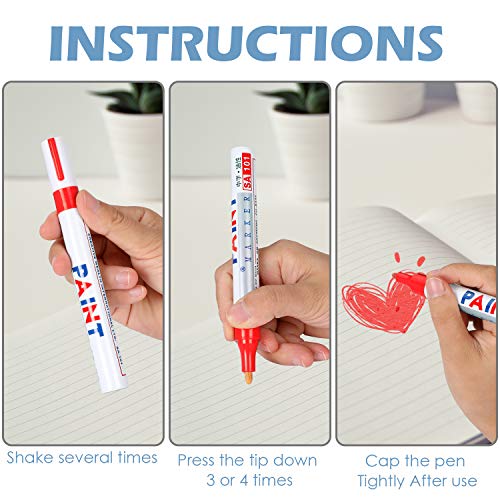 image for Lermity 10 Pcs Paint Pen Red and White Car Tire Marker Ink Waterproof 