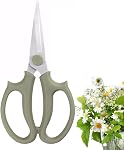 Leize Flower Scissors, Premium Thickened Stainless Steel Floral Shears, Strong Pruner for Flowers, Branches and Leaves (Grey Green Slender)