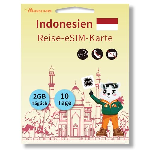 Indonesien-Reise-eSIM – 2 GB 5G/4G LTE-Daten, 10 Tage – Sofortige Aktivierung, Keine Roaming-Gebühren – Prepaid-Tarif für Touristen und Geschäftsreisende