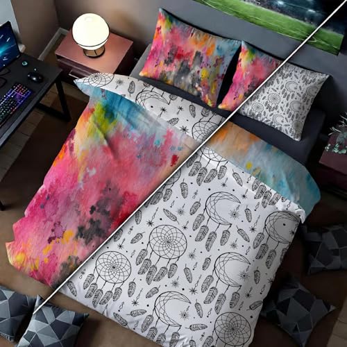 Housse de couette 200x200 cm multicolore respirante avec fermeture éclair