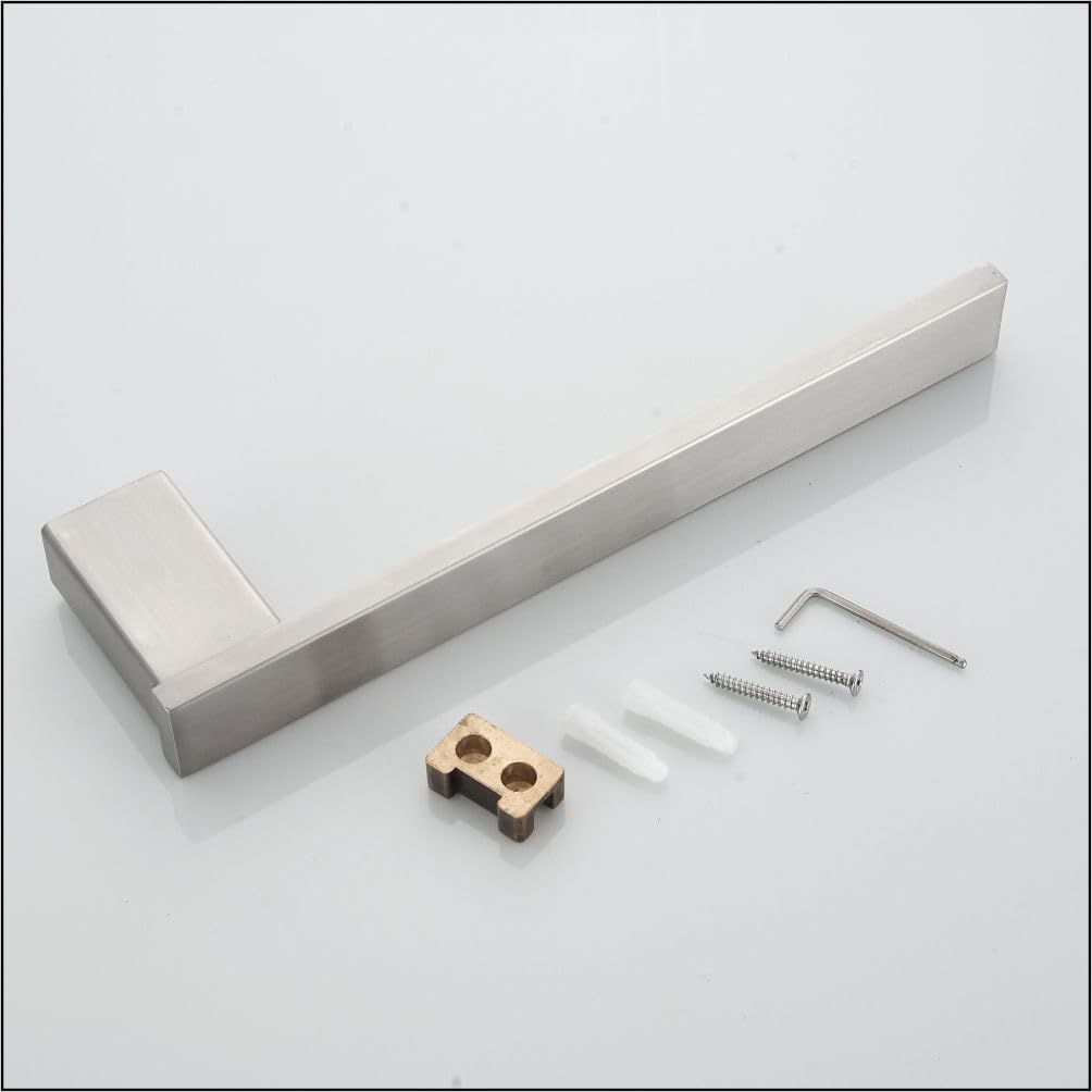 Kit de accesorios de baño - 4 piezas en acero circulante 304 - Diseño moderno con fijación invisible - Acero cepillado - 9