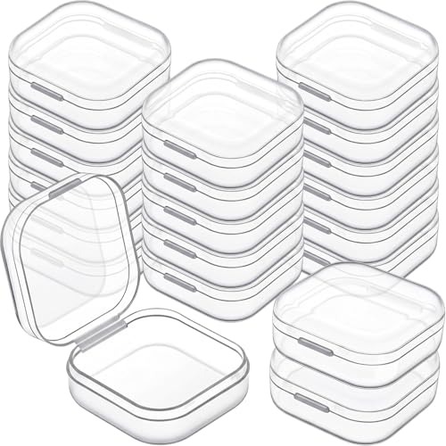 Image of Jetec 18 Pieces Mini Plastic Clear Beads Storage Containers Box for Collecting Small Items, Beads, Jewelry, Business Cards, Game Pieces, Crafts (1.4 x 1.4 x 0.7 Inch)