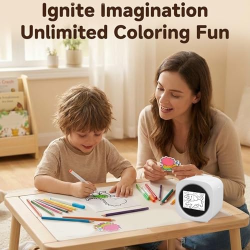 Image of banapoy Thermal Inkless Sticker, Smart AI Sticker Printer Voice Controlled Bluetooth Portable Maker Machine with 2.4 Inch Screen for DIY Arts Crafts Journaling (White)