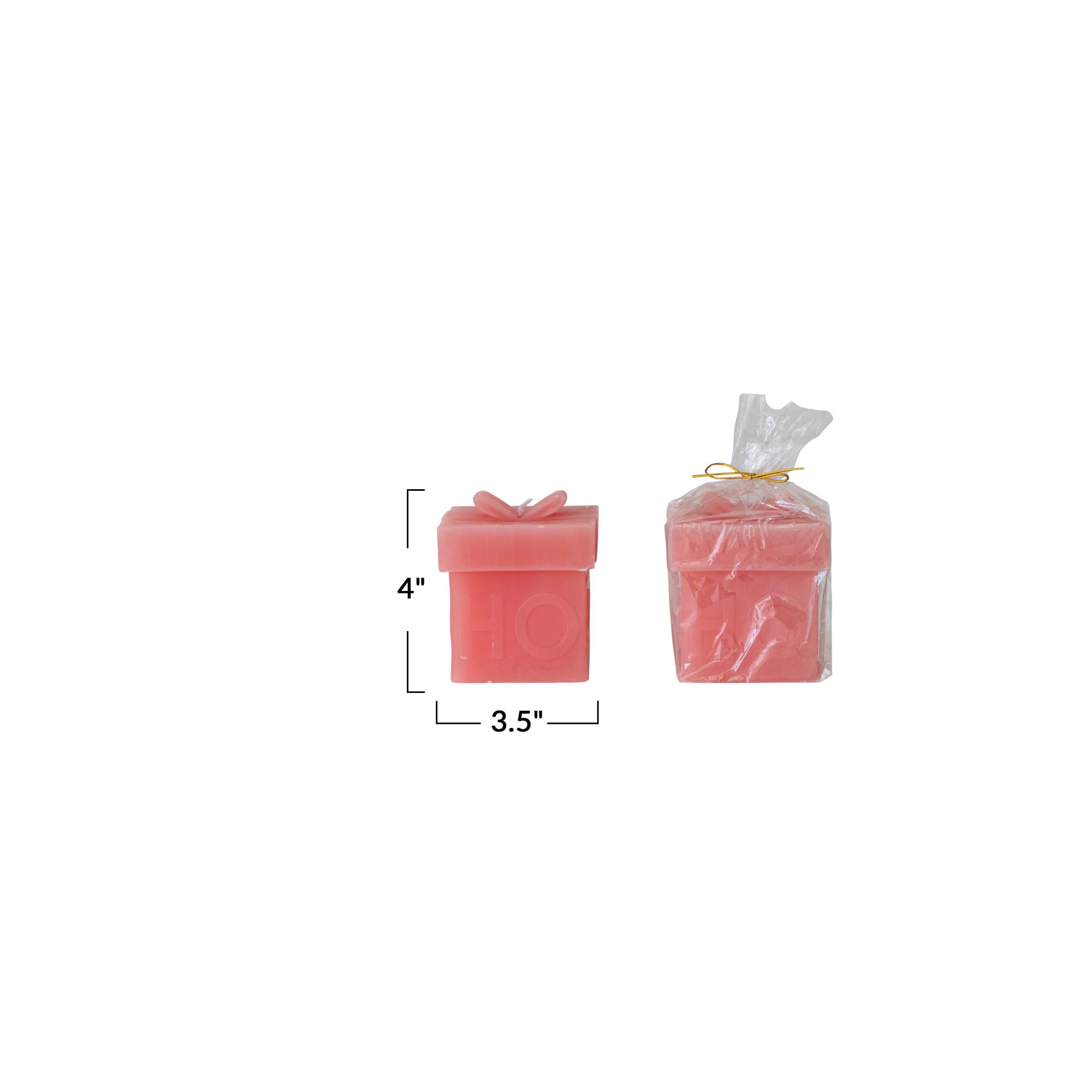 Creative Co-Op Decorative Merry/Bright Gift Box Candle, Pink