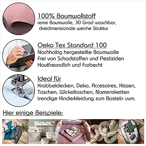 VmG-Store Waffelpique + Baumwollstoff Set farblich abgestimmt Waffel Stoff 100% Baumwollstoff Tex Standard 100 (Afrika Tiere Set25)