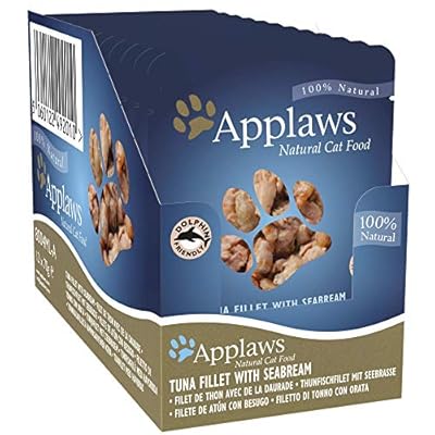 Applaws Wet Cat Food, Tuna Fillet with Seabream in Broth Pouch, 12 x 70g