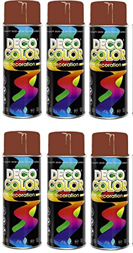 Deco Color 6er Sparpack DC Lackspray glänzend 400ml nach RAL freie Farbauswahl (6 Dosen in kupferbraun glanz RAL 8004)