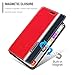 Shantime Classic Stripes Faux Leather Flip Case Compatible with Oppo Reno 15 Pro 5G India, Invisible Magnetic Cover with Card Slot, Contrast Color Design(Red)