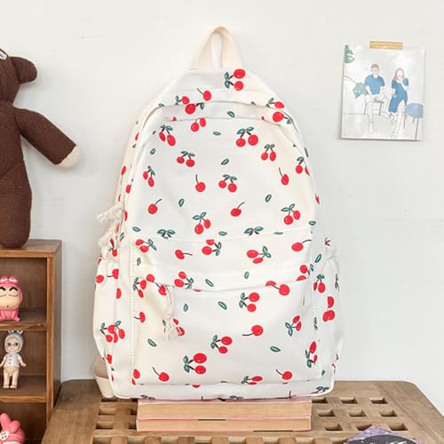 Women Cherry Print Backpack Large Capacity Cute Bookbag Adjustable Strap Cherry Pattern Backpack for Teens3