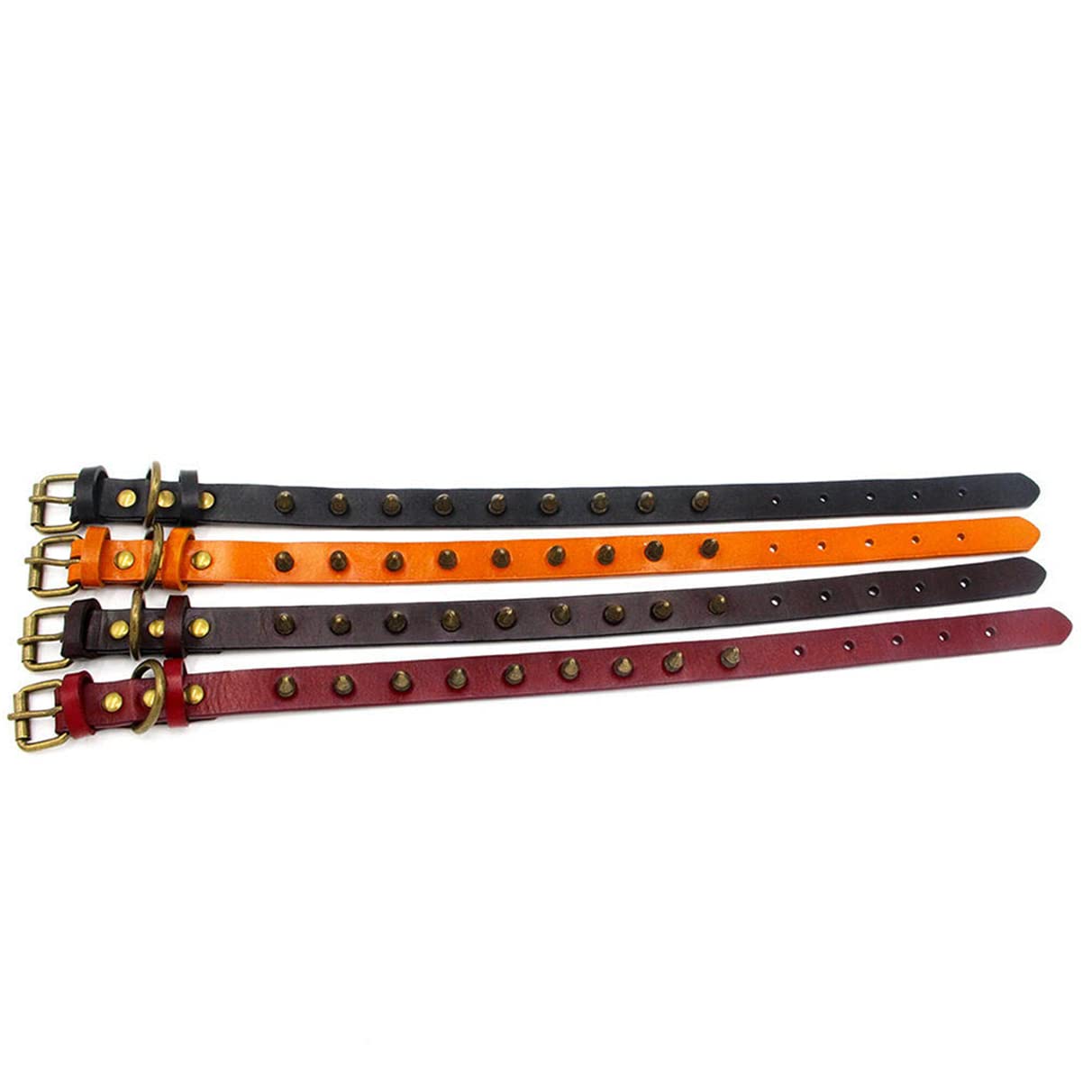 Hundehalsband Aus Leder Mit Punk-Nieten – Verstellbar Für Kleine Bis Große Hunde, Robust & Stylisch, Farbe Braun