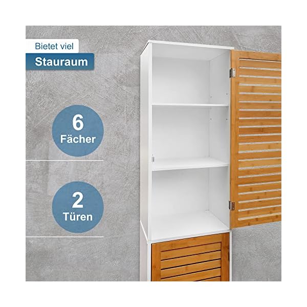 osoltus Badregal Hochschrank 190cm Wandschrank Bambus Aarhus – Bild 6